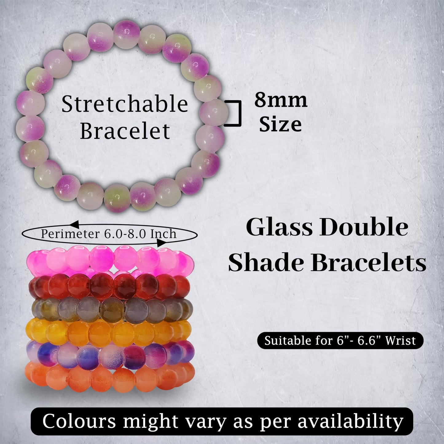 Dual Shade Glass Beads Bracelet Set – 8 Multicolor