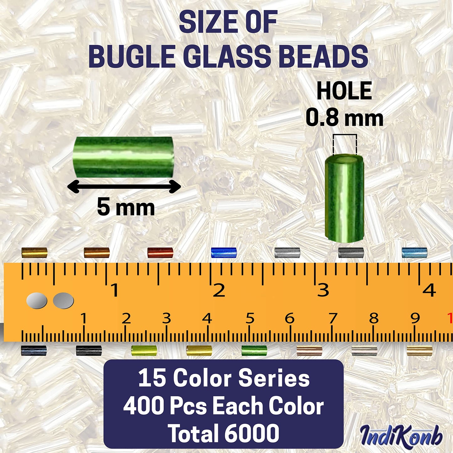 Tube Beads Kit - 6000 Glass Bugle Seed Beads (5mm, Silverline)