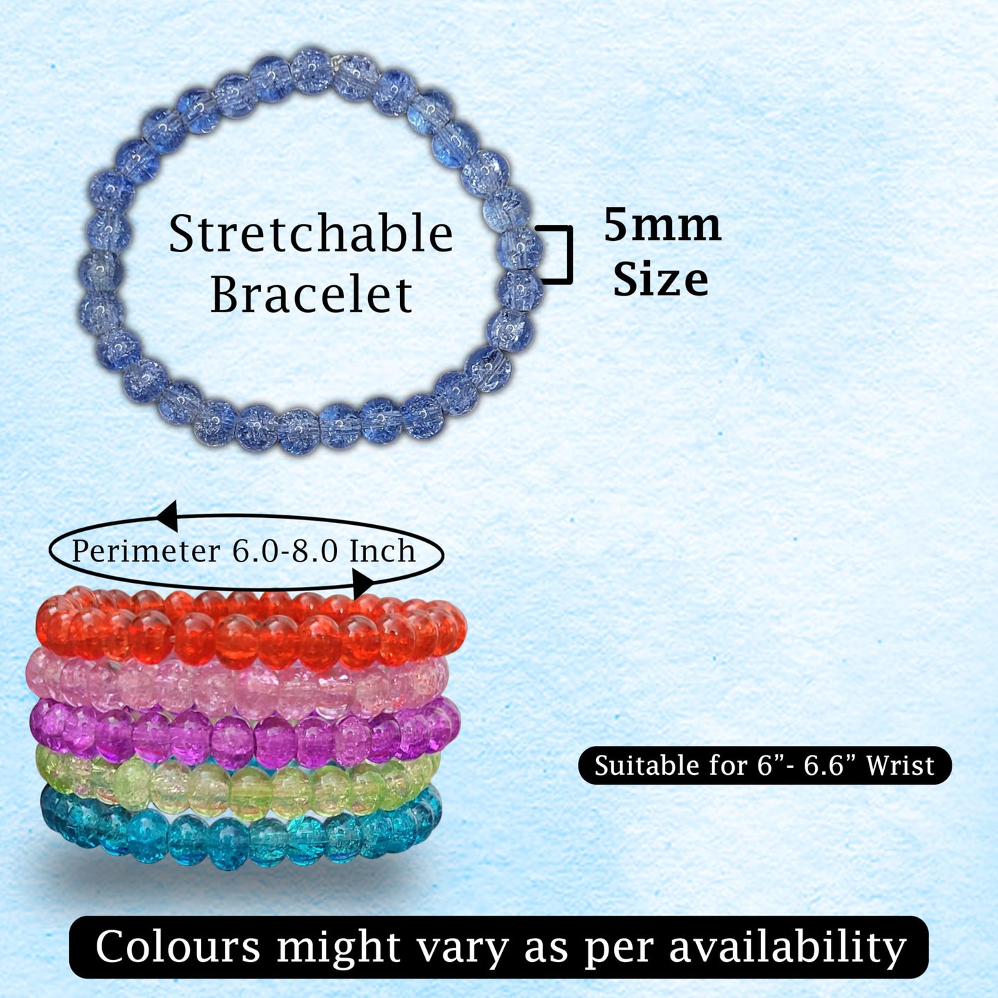 Crackle Shine Glass Beads Bracelets Combo Set