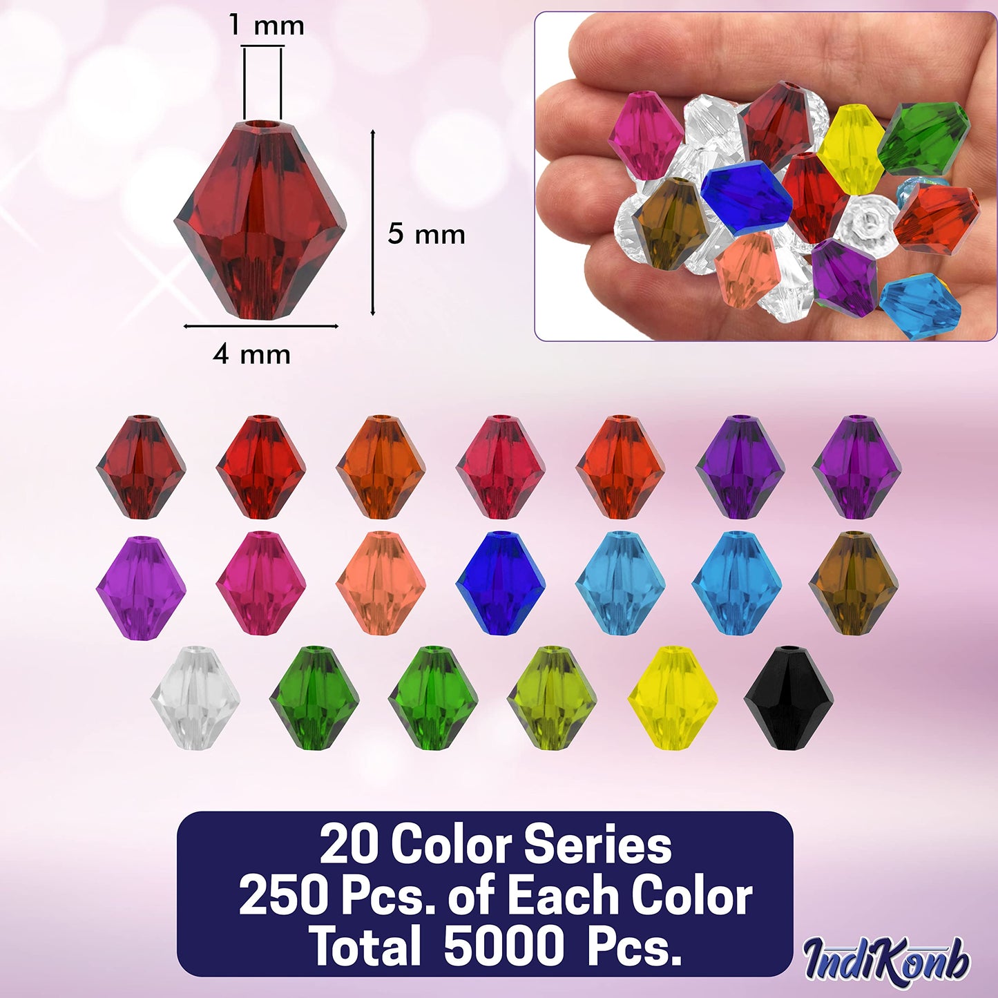 Bicone Acrylic Crystal Beads - 5000 Pcs