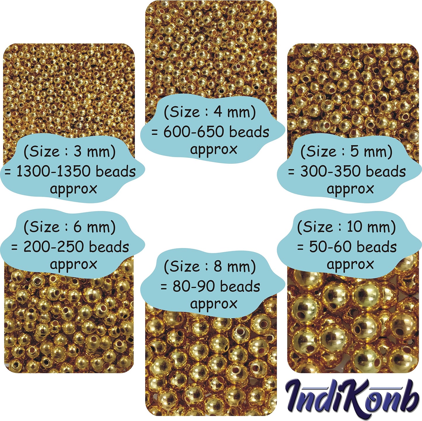 Round Golden Pearl Bead Moti Set – 2500 Pcs