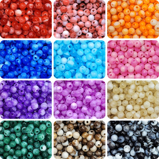 Lucid Marble Beads 12 Colour Combo Set , 6mm size