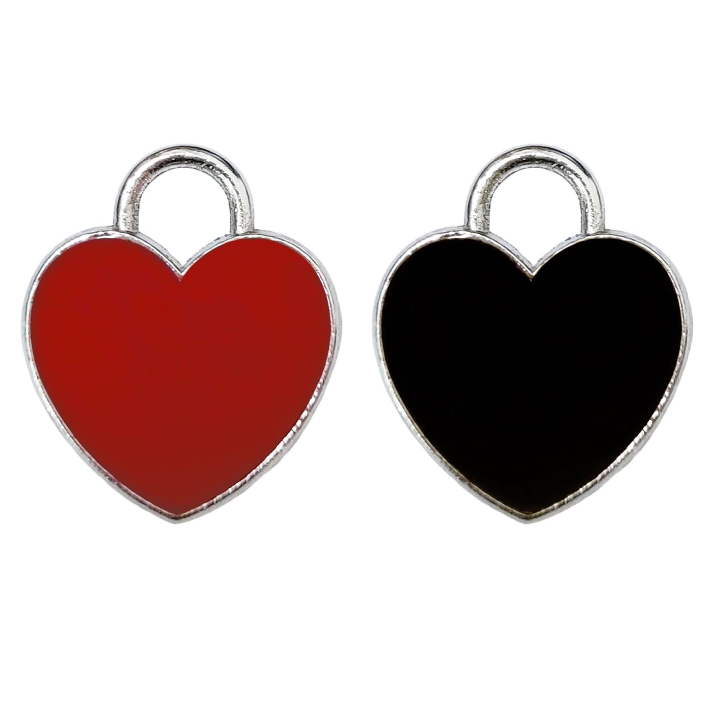 Magnetic Heart Pendant Charm - Red & Black (1 Pc)