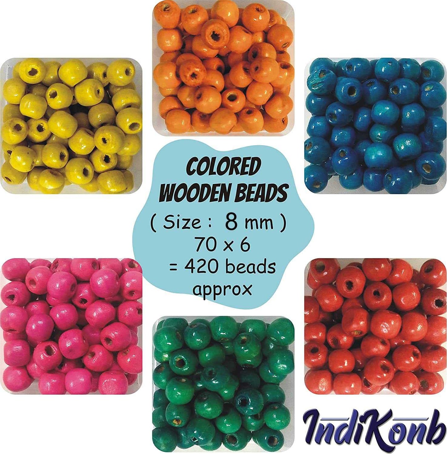 800 Pcs Multicoloured Wooden Beads for Jewelry & Craft