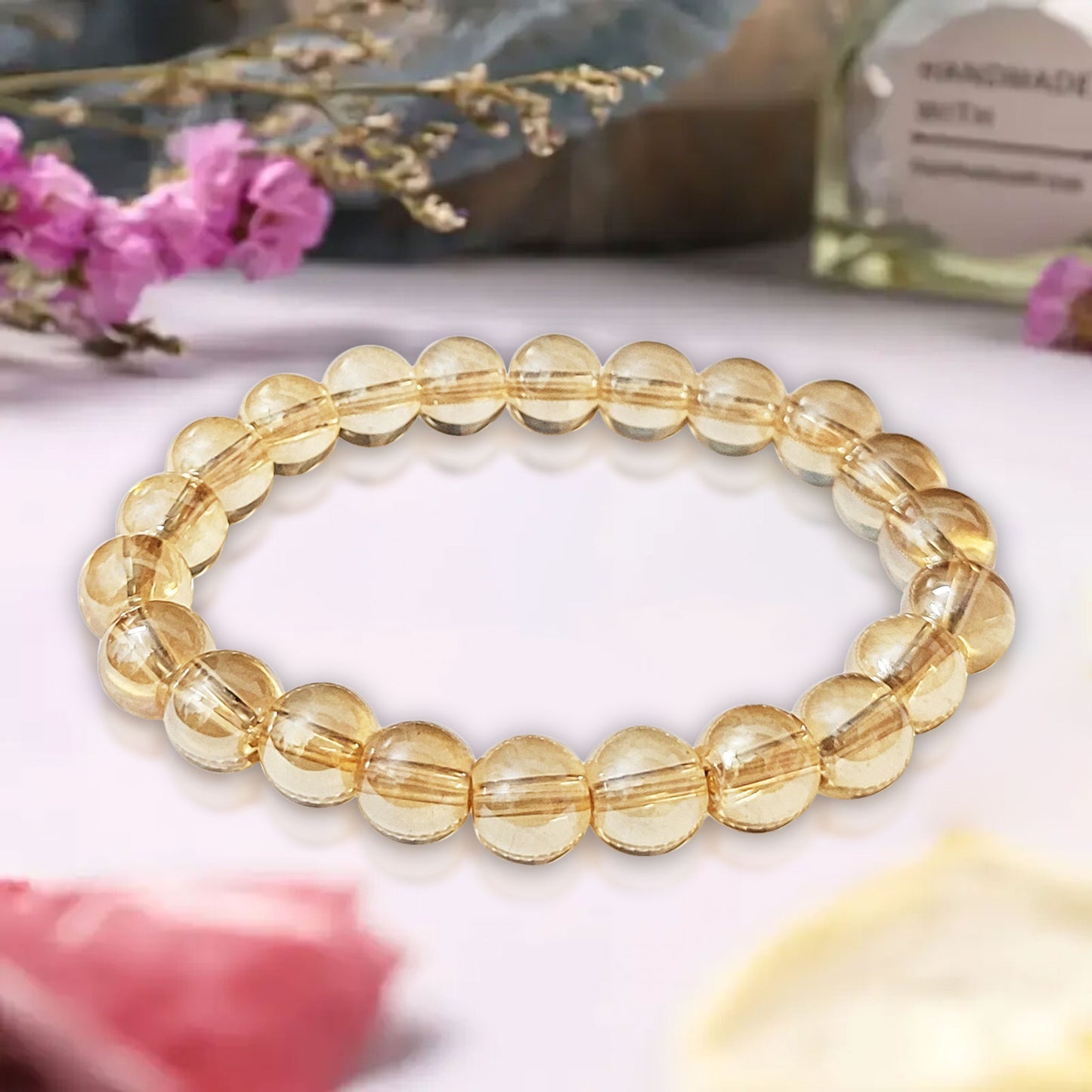 Golden Glass Bracelet with 8mm Beads