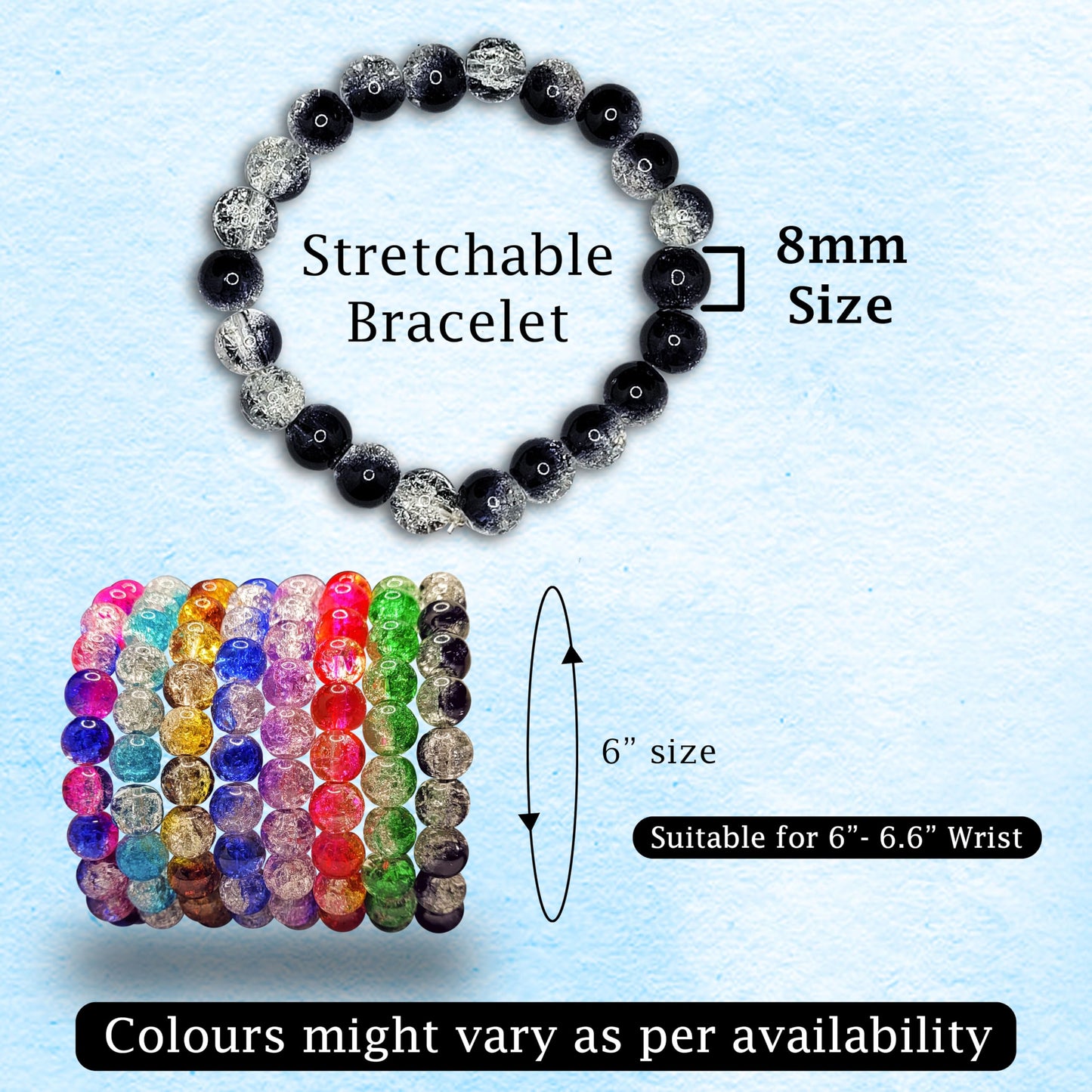 Crystal Bead Bracelet Combo Set – 12 Multicolor