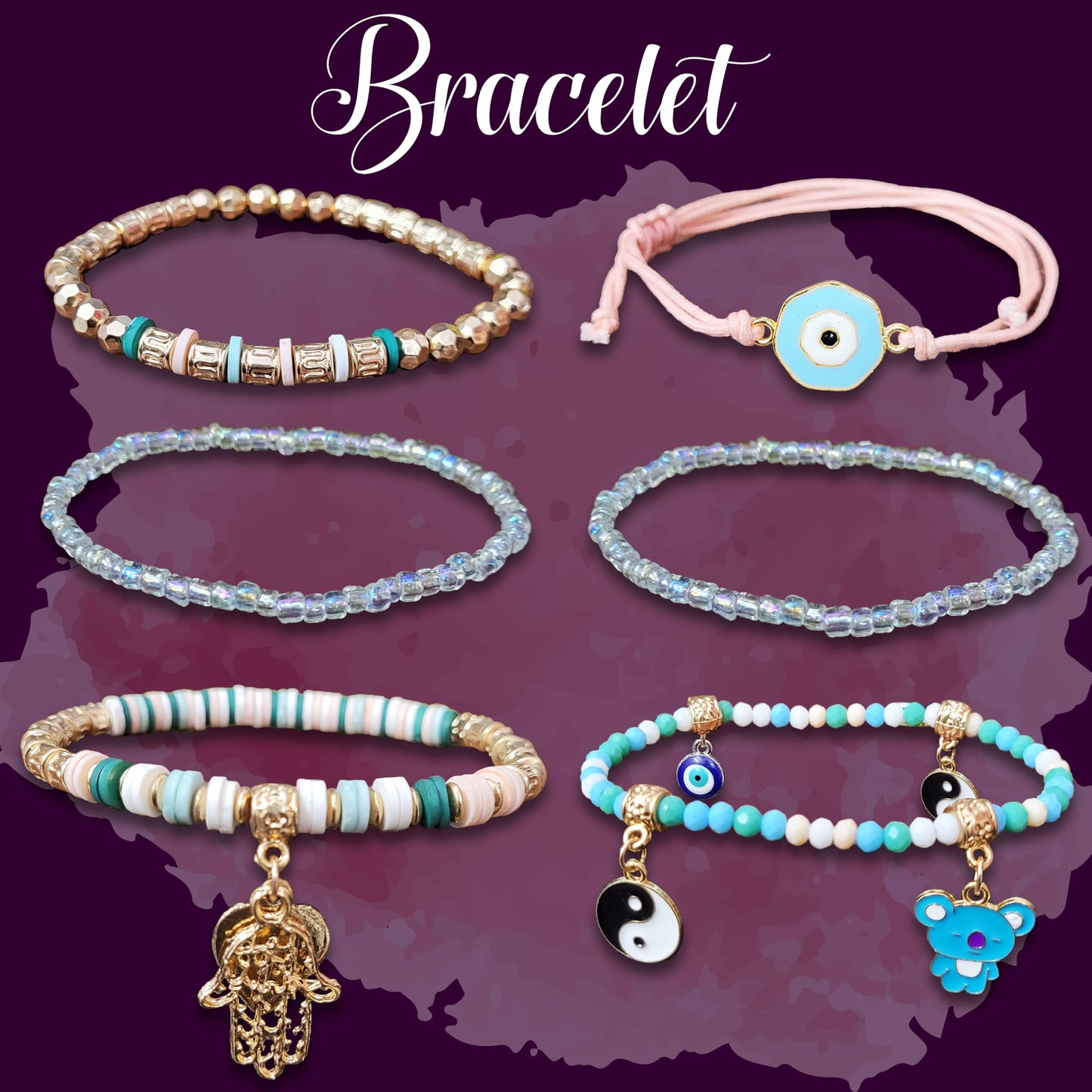 Bohemian Bracelet Set | 6-Piece Sky Blue