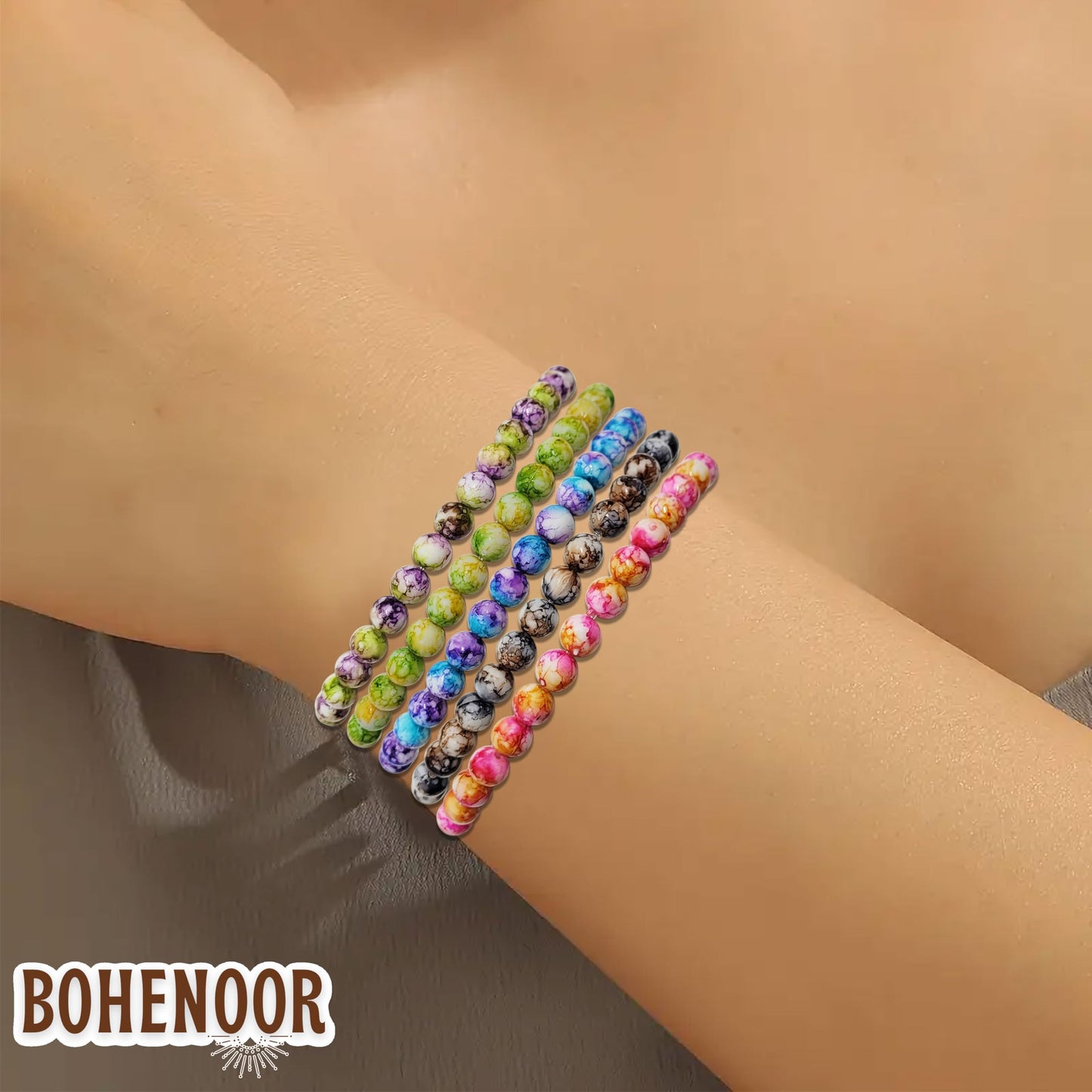 Multicolour Acrylic Beads Bracelet Set