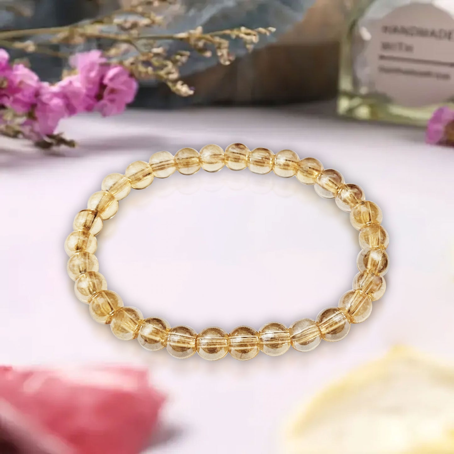 Golden Glass Bracelet with 6mm Beads