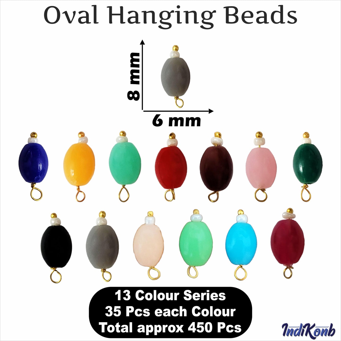 450 Oval Hanging Beads – Multicolor Acrylic 6x8mm Set