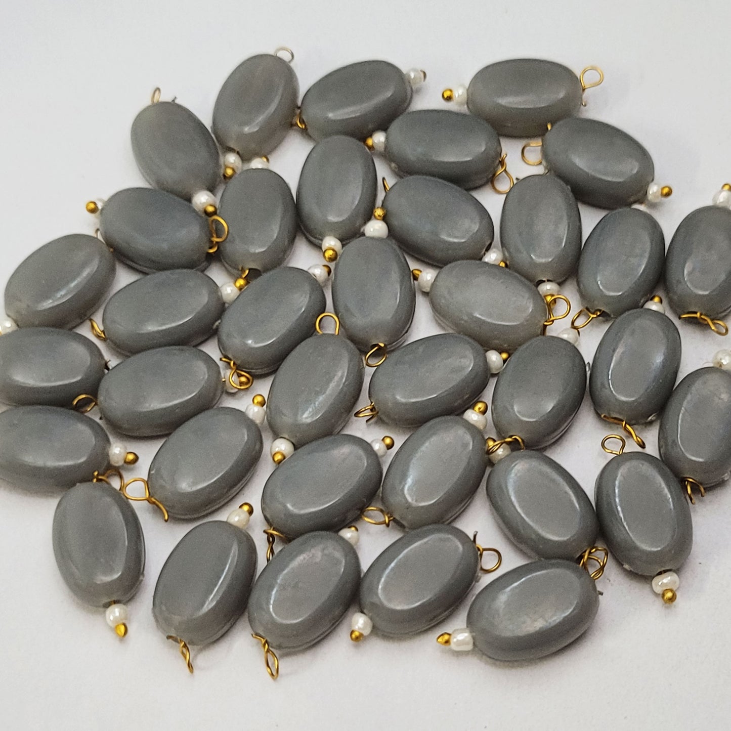 Lariya Chocolate Shape Oval Tablet Hanging Beads - Size 8x11 mm