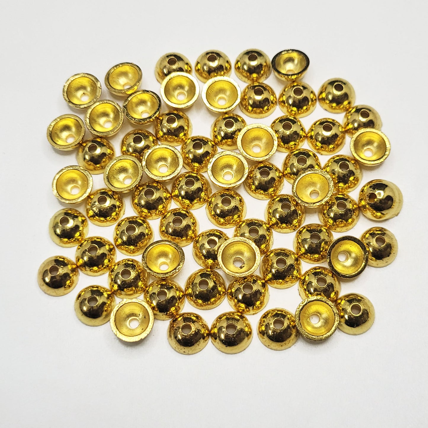 Golden Plastic Beads and Caps | 12g