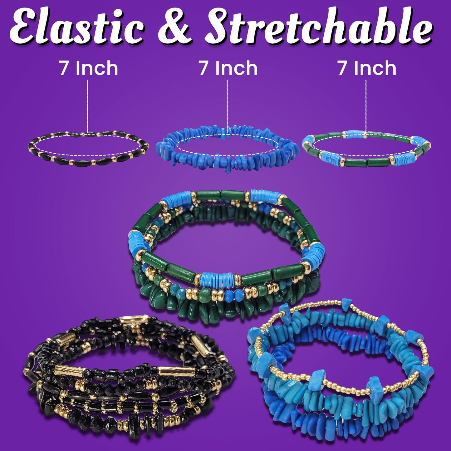 Bohemian Bracelets - Set of 11 Plastic Beaded Bracelets