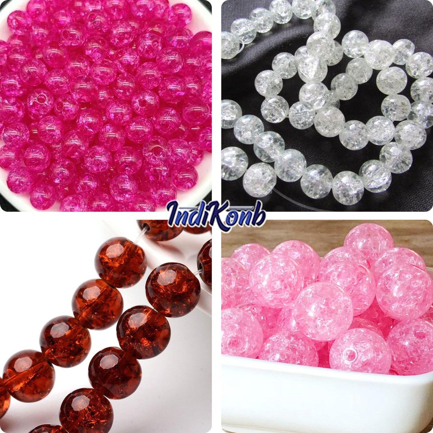 Crackle Glass Pearl Beads - 6mm Multicolour (700 pcs)