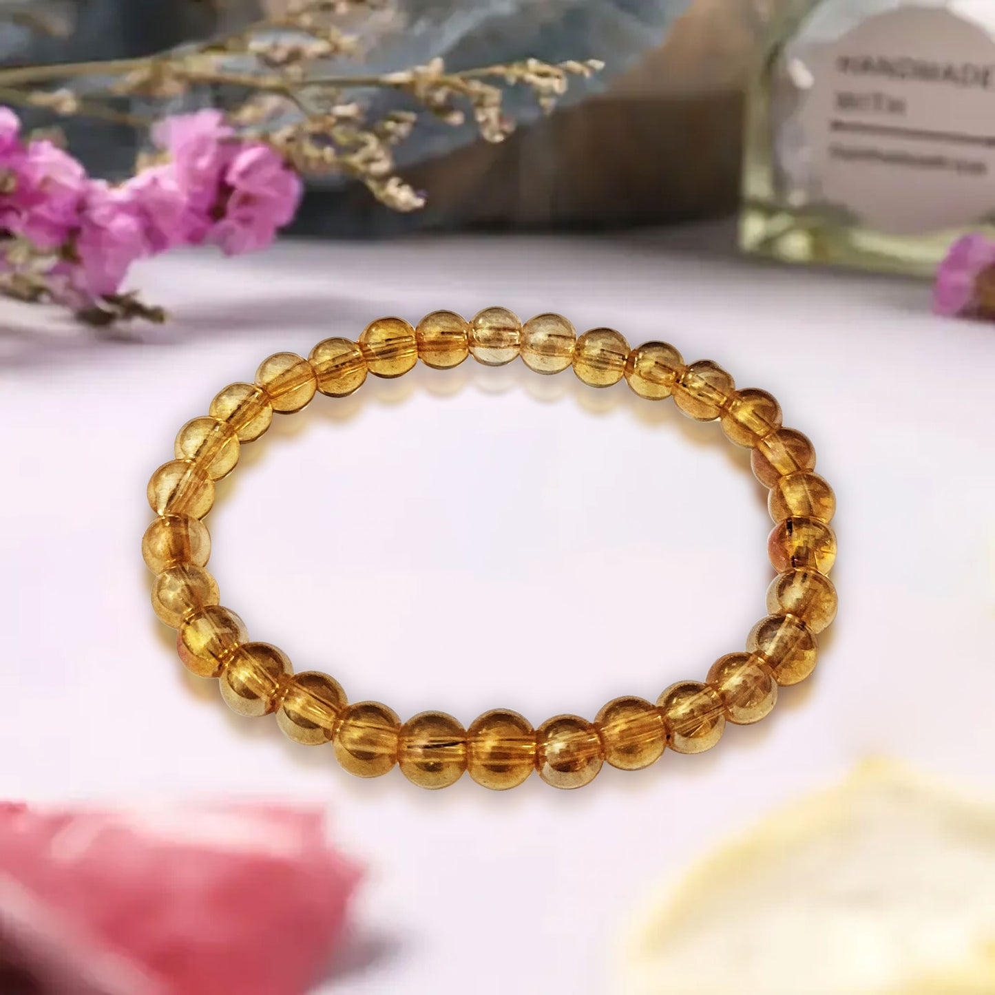 Golden Glass Bracelet with 6mm Beads