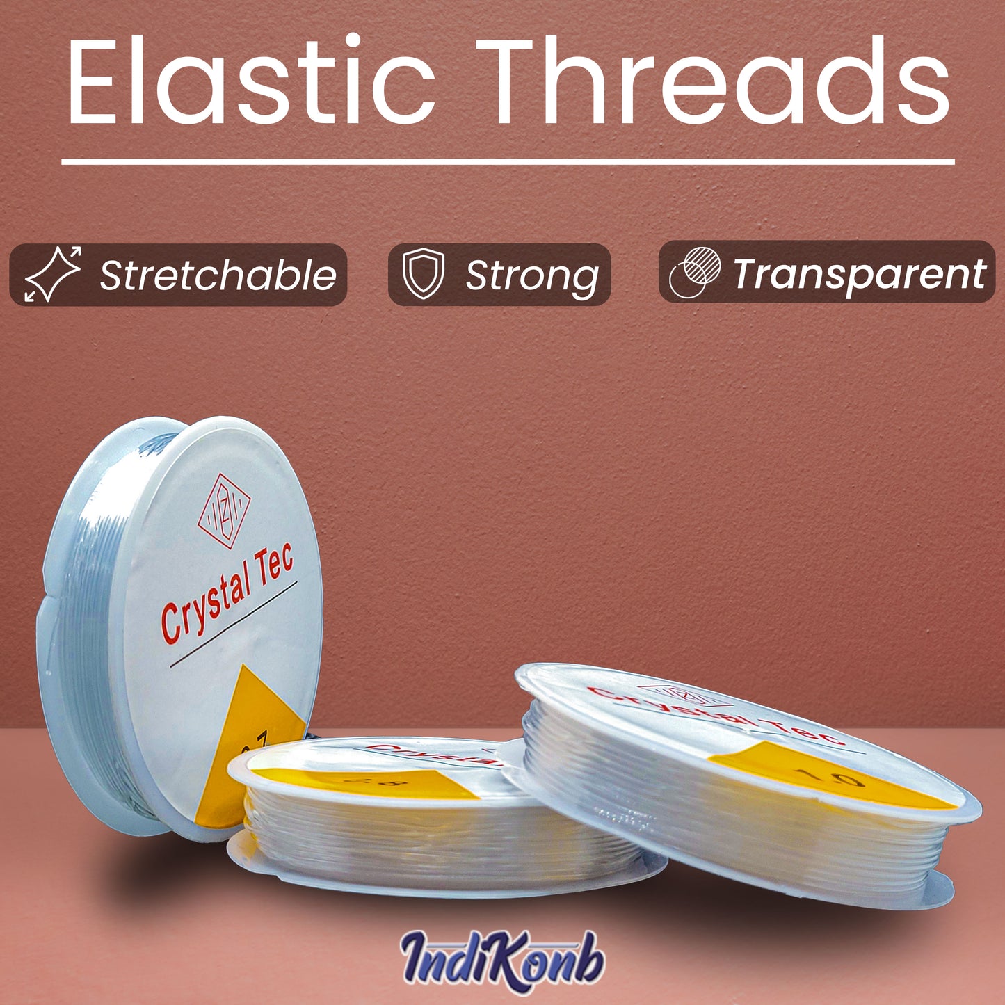 Elastic Rolls for Bracelet Making - Set of 5 Transparent Stretchable Threads (0.5mm to 1mm)