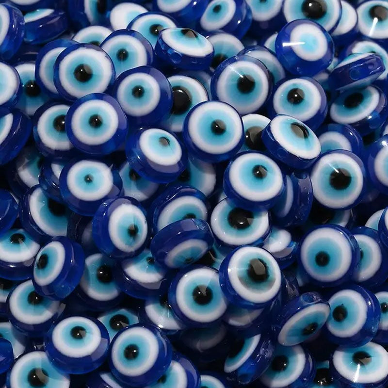 Multicoloured Evil Eye Beads (100 Beads, 6mm & 8mm)