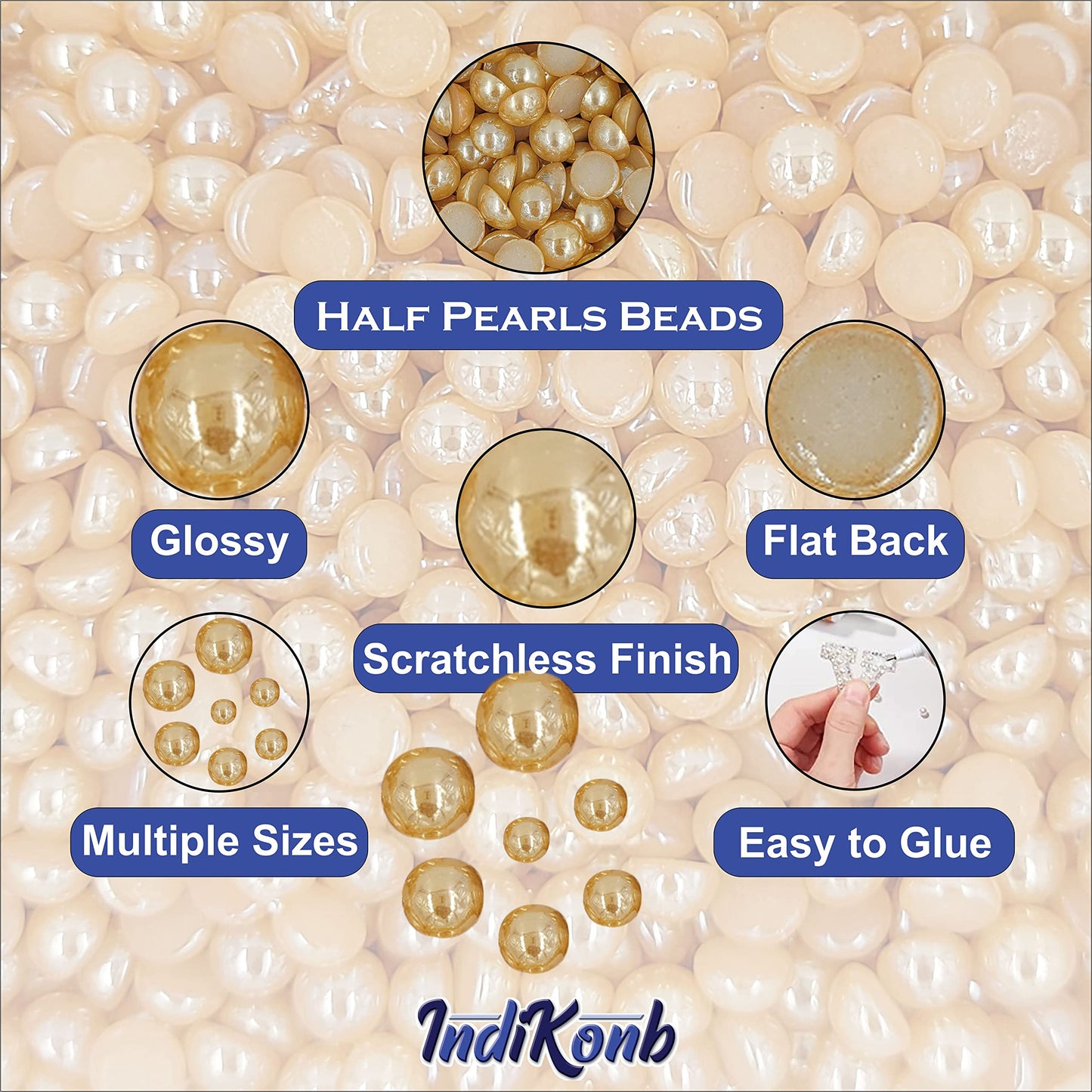 Rose Gold Half Cut Ceramic Pearls for Jewelry & Crafts