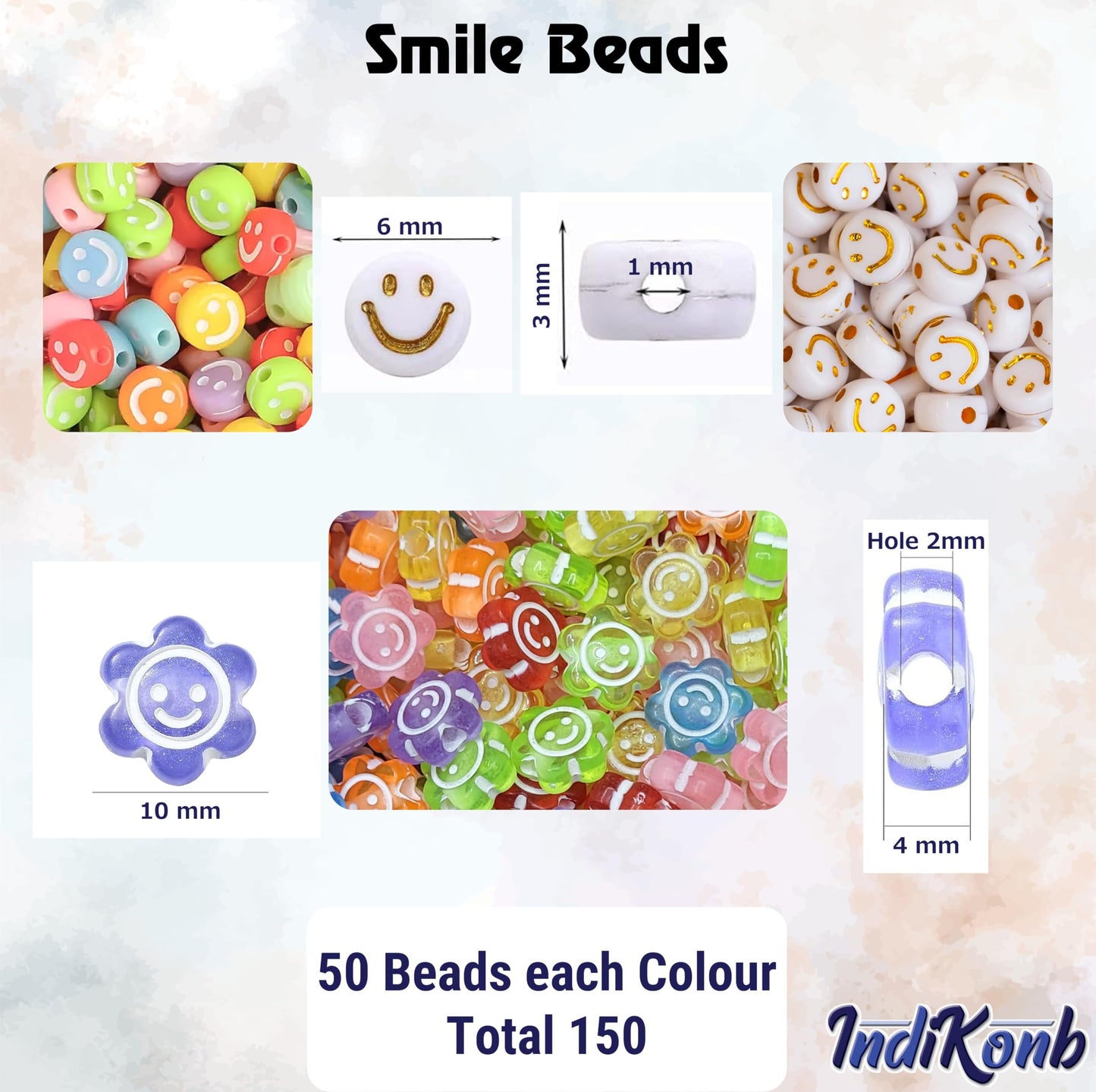 Heart & Smile Emoticon Beads Set for Bracelet Making