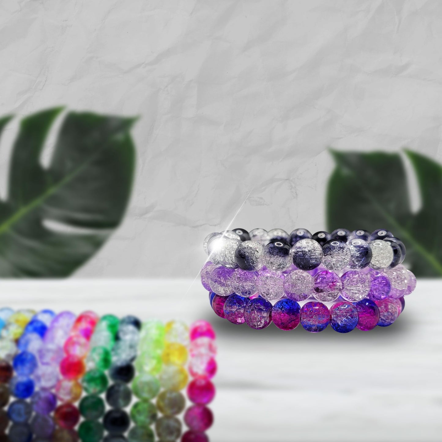 Crystal Bead Bracelet Combo Set – 8 Multicolor