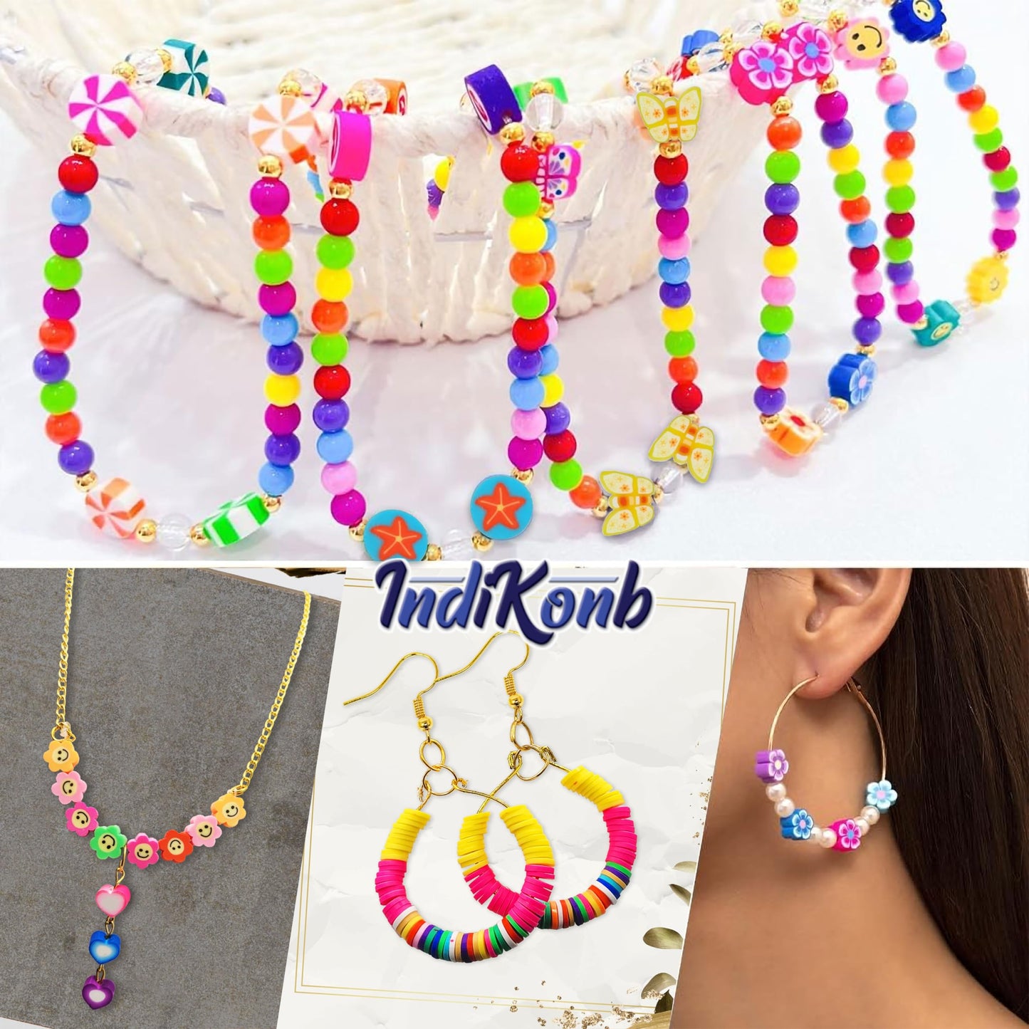 Multicolour Jewellery Making Beads Set for Kids