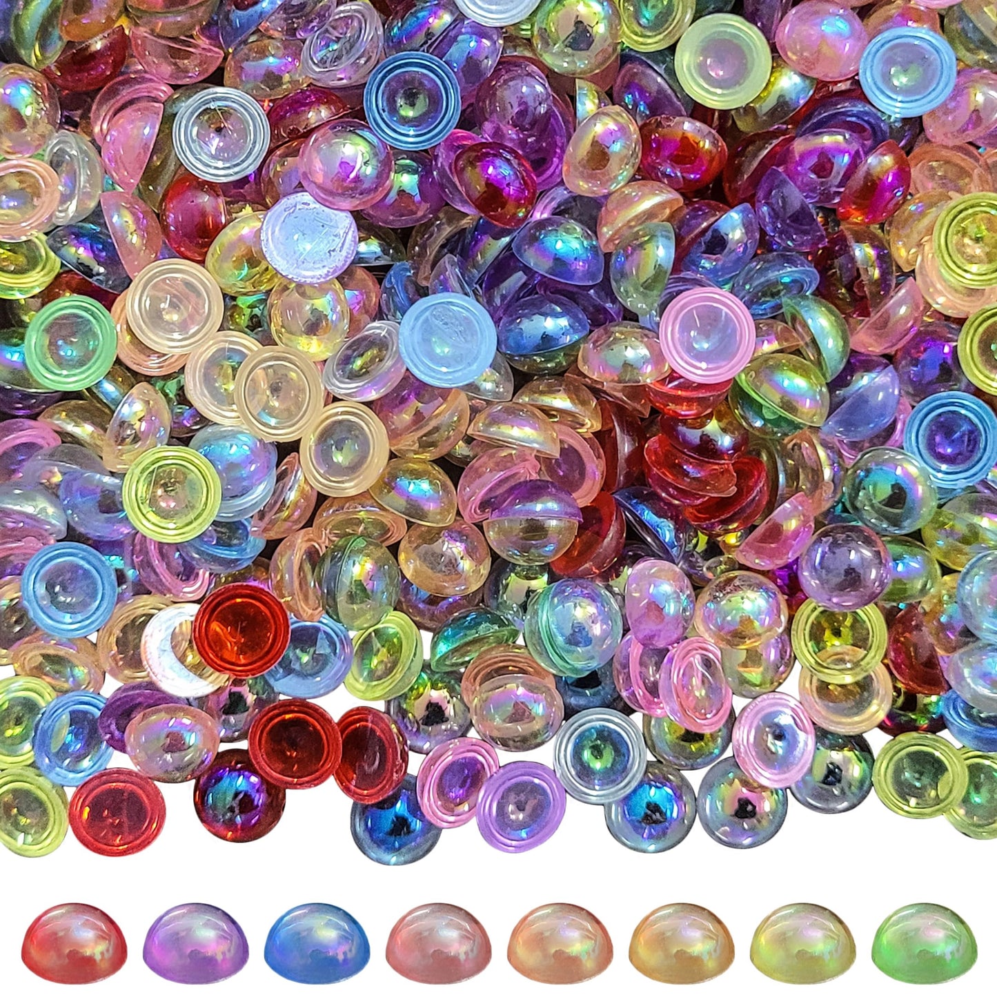 Rainbow Multicolour Flat Back Pearl Beads