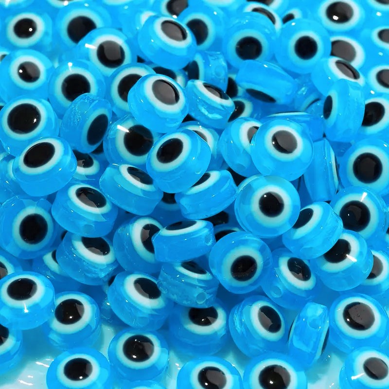 Multicoloured Evil Eye Beads (100 Beads, 6mm & 8mm)