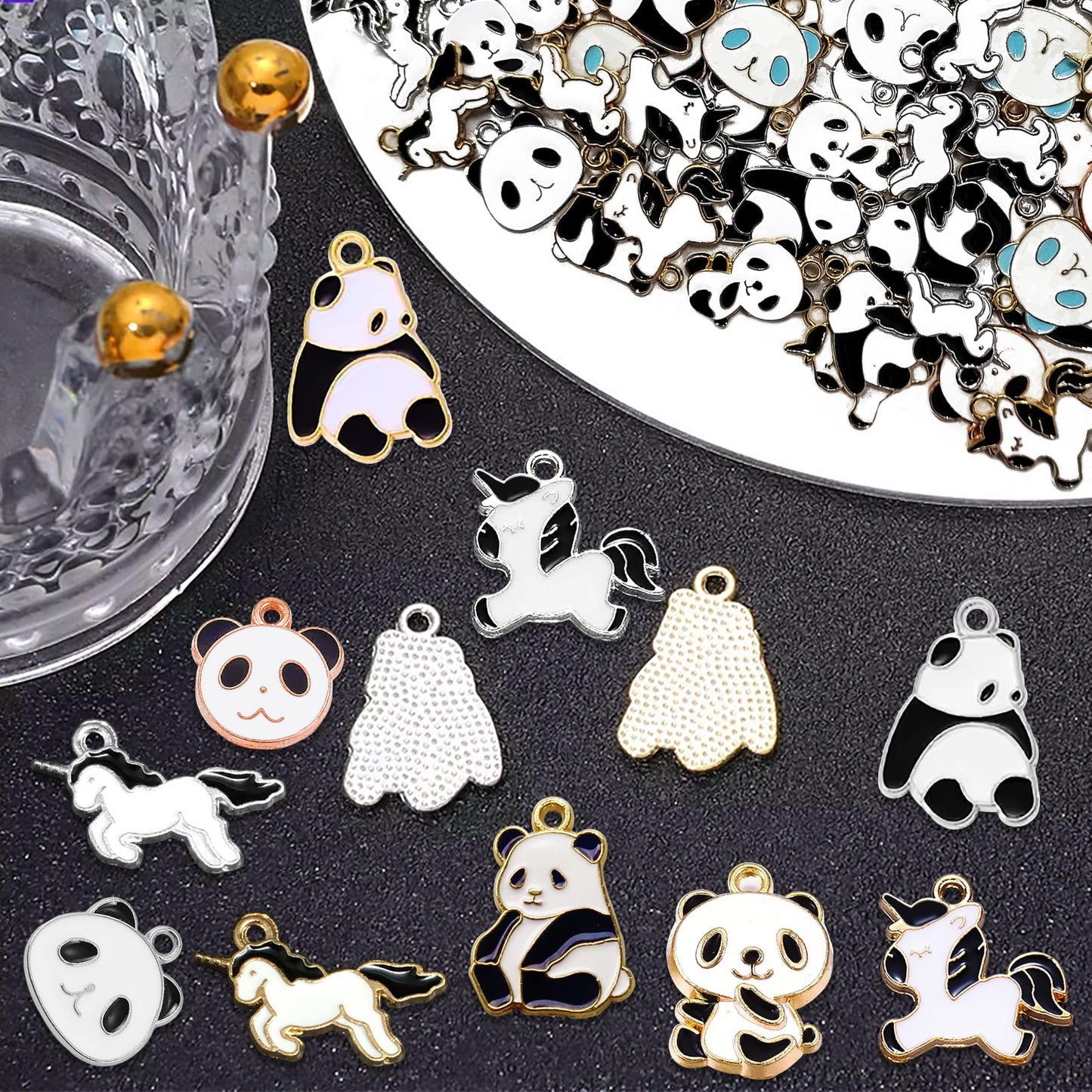 Cute Panda Charms - Set of 50