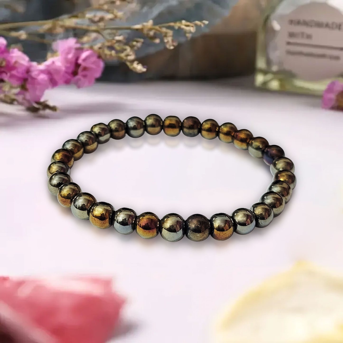 Golden Glass Bracelet with 6mm Beads