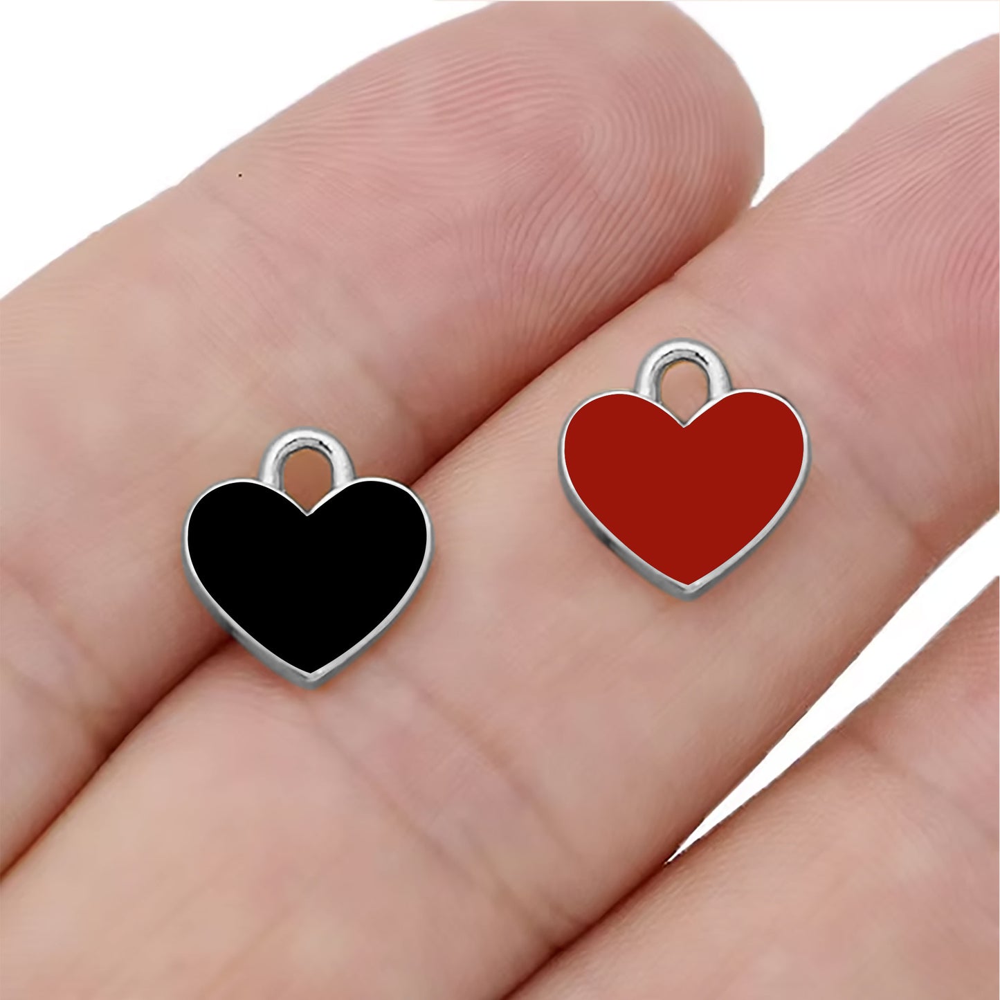 Magnetic Heart Pendant Charm - Red & Black (1 Pc)