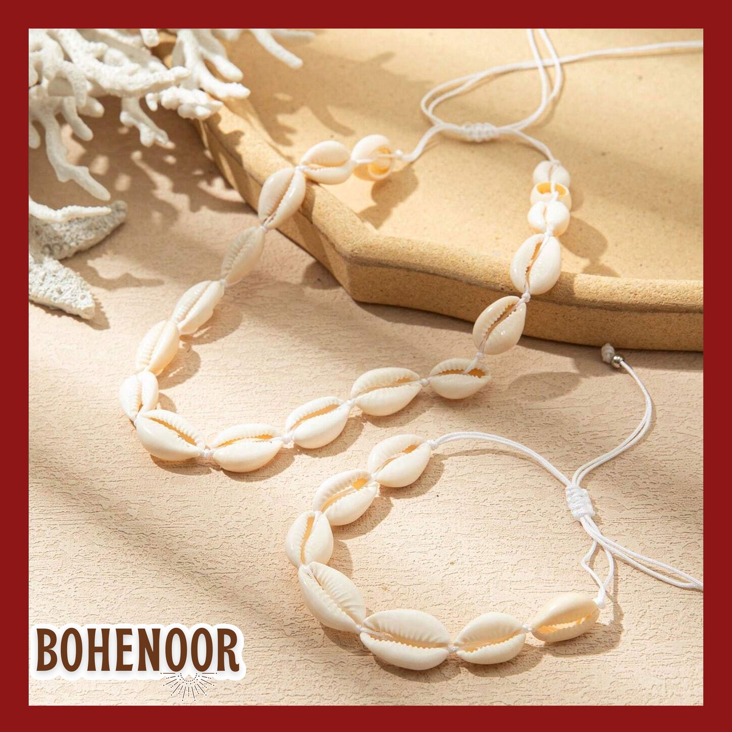 Cowrie Shell Choker Necklace & Bracelet Set