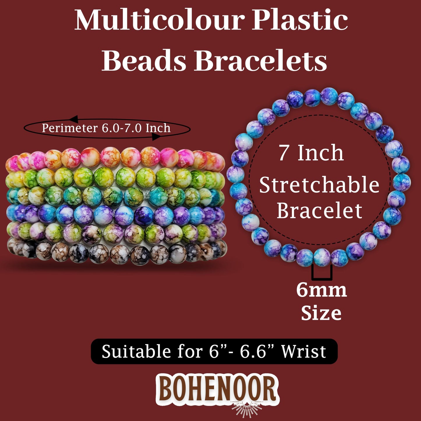 Multicolour Acrylic Beads Bracelet Set