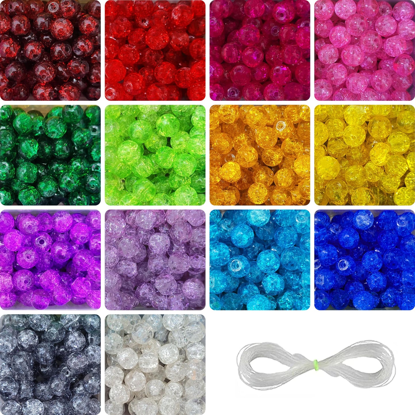 Crackle Glass Pearl Beads - 6mm Multicolour (700 pcs)