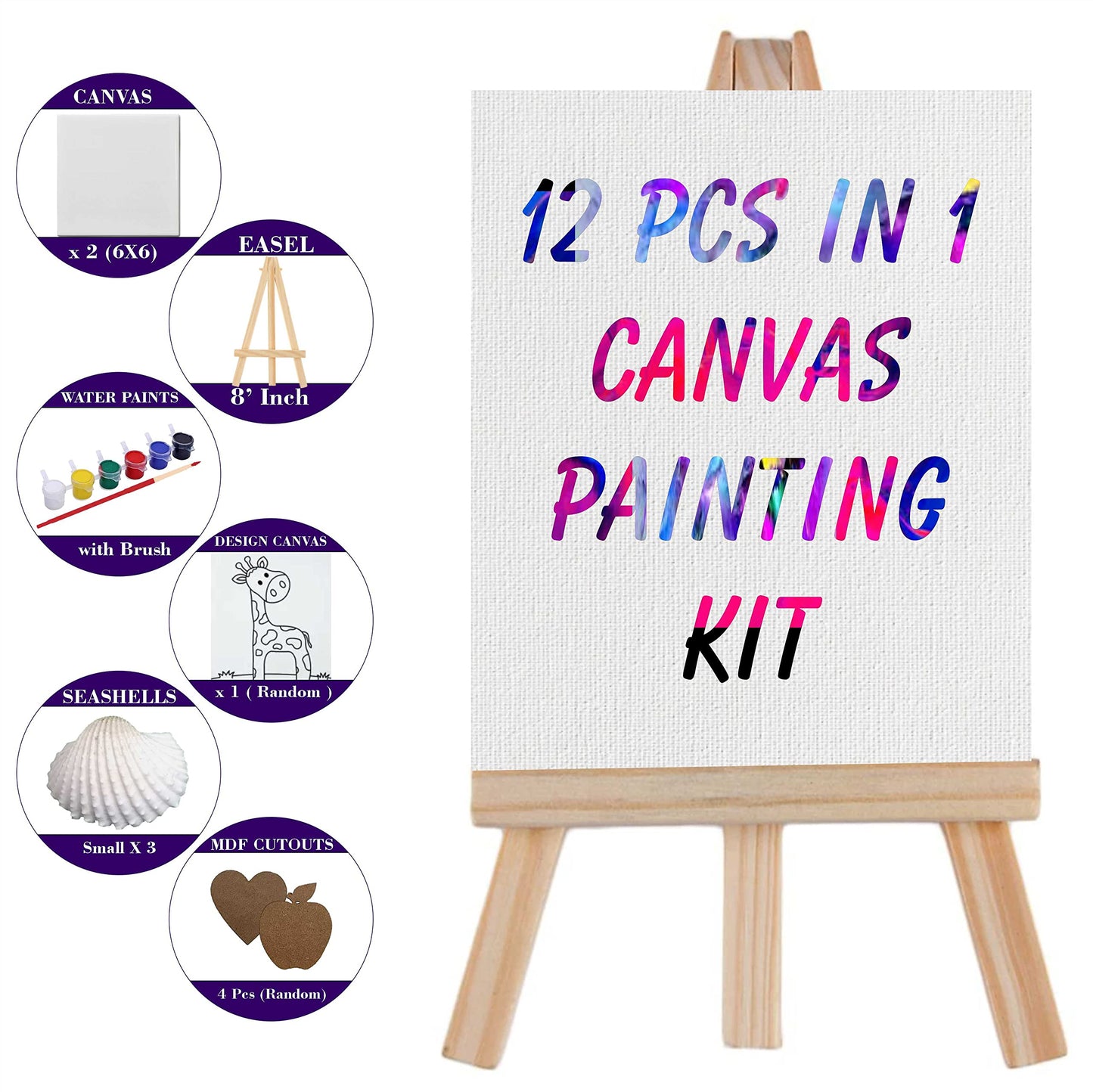 12 Pc Canvas Painting Kit for Kids