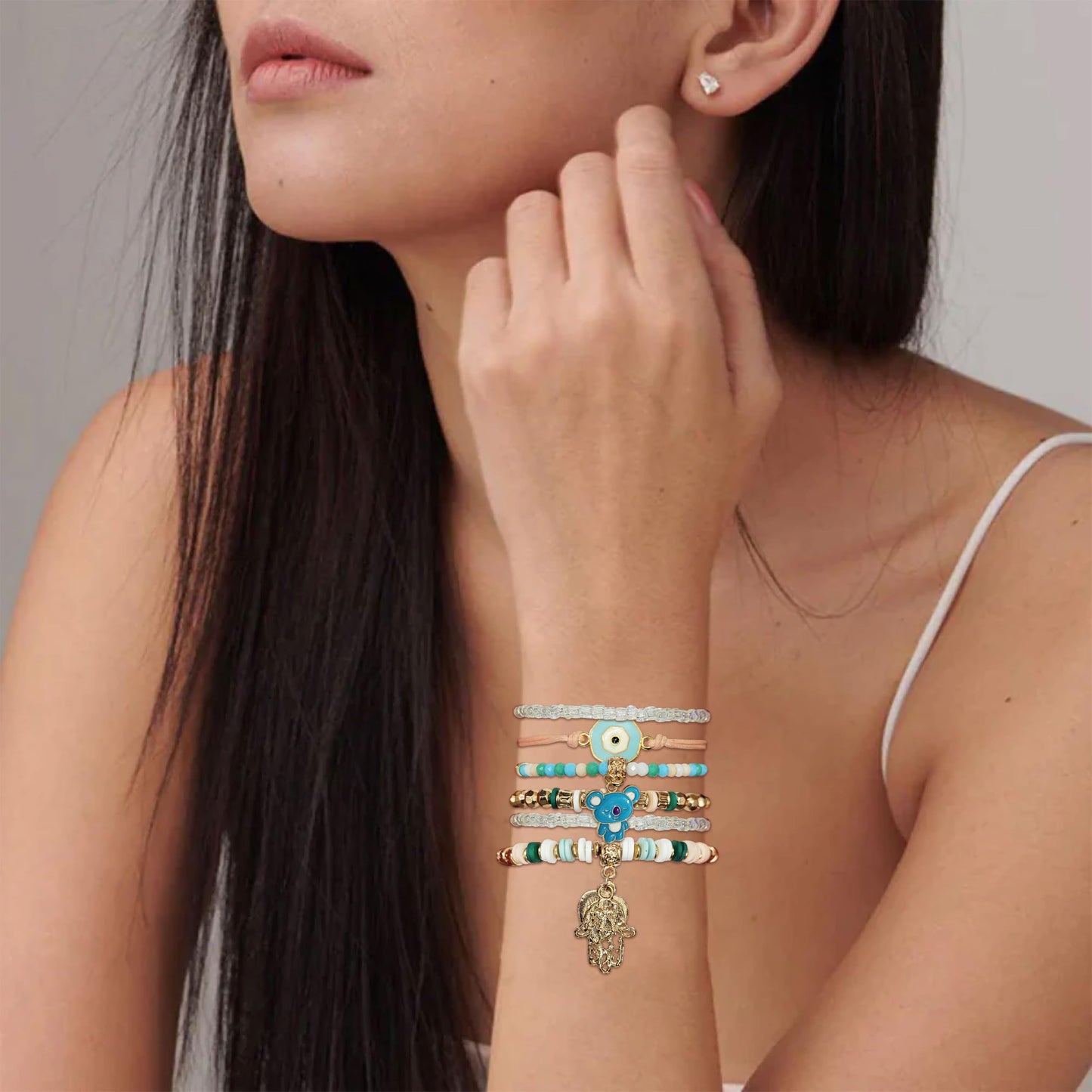 Bohemian Bracelet Set | 6-Piece Sky Blue