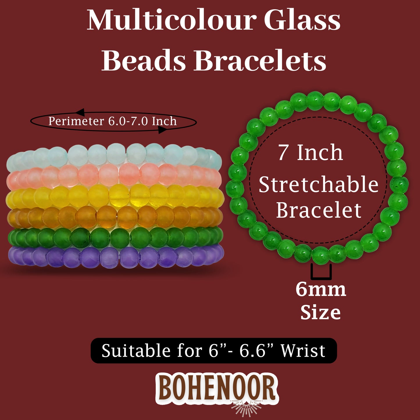 Multicolour Jelly Glossy Glass Beads Bracelet Set