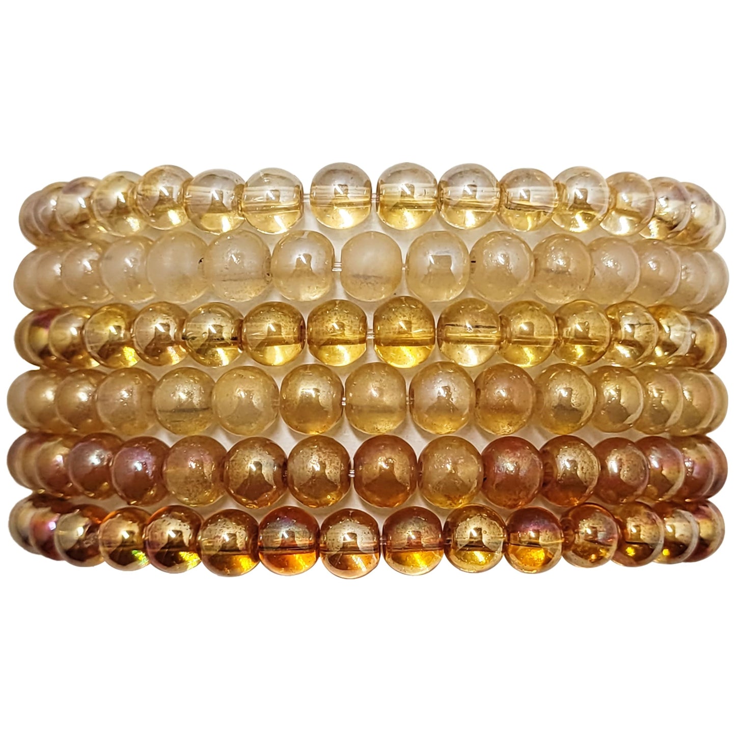 Gold Rainbow Glass Beads Bracelet Set