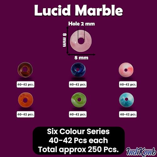 Multicolour Acrylic Lucid Marble Beads 8mm for DIY & Jewelry Making (250 Pieces, 6 Color Series)