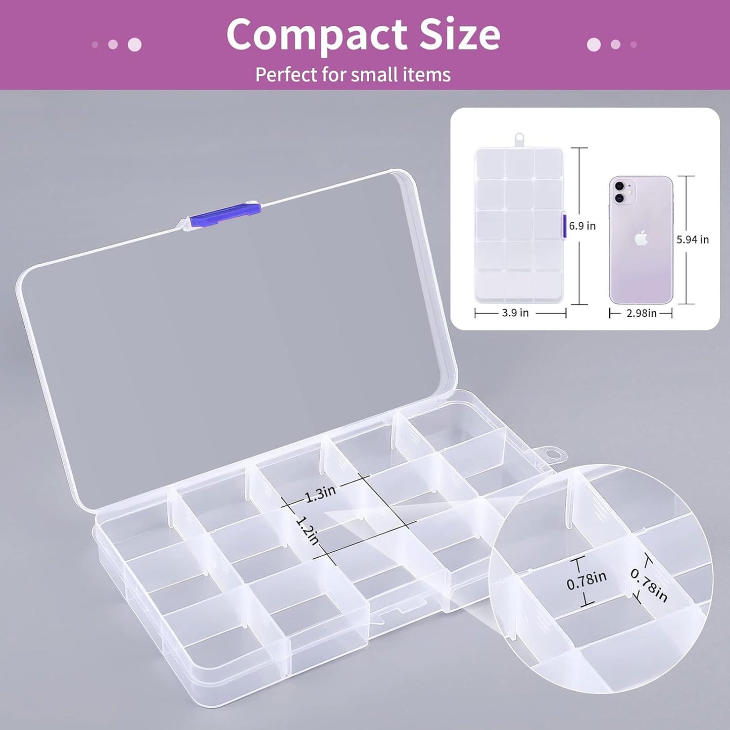 Beads Storage Organizer Box - 15 Cell Partitions