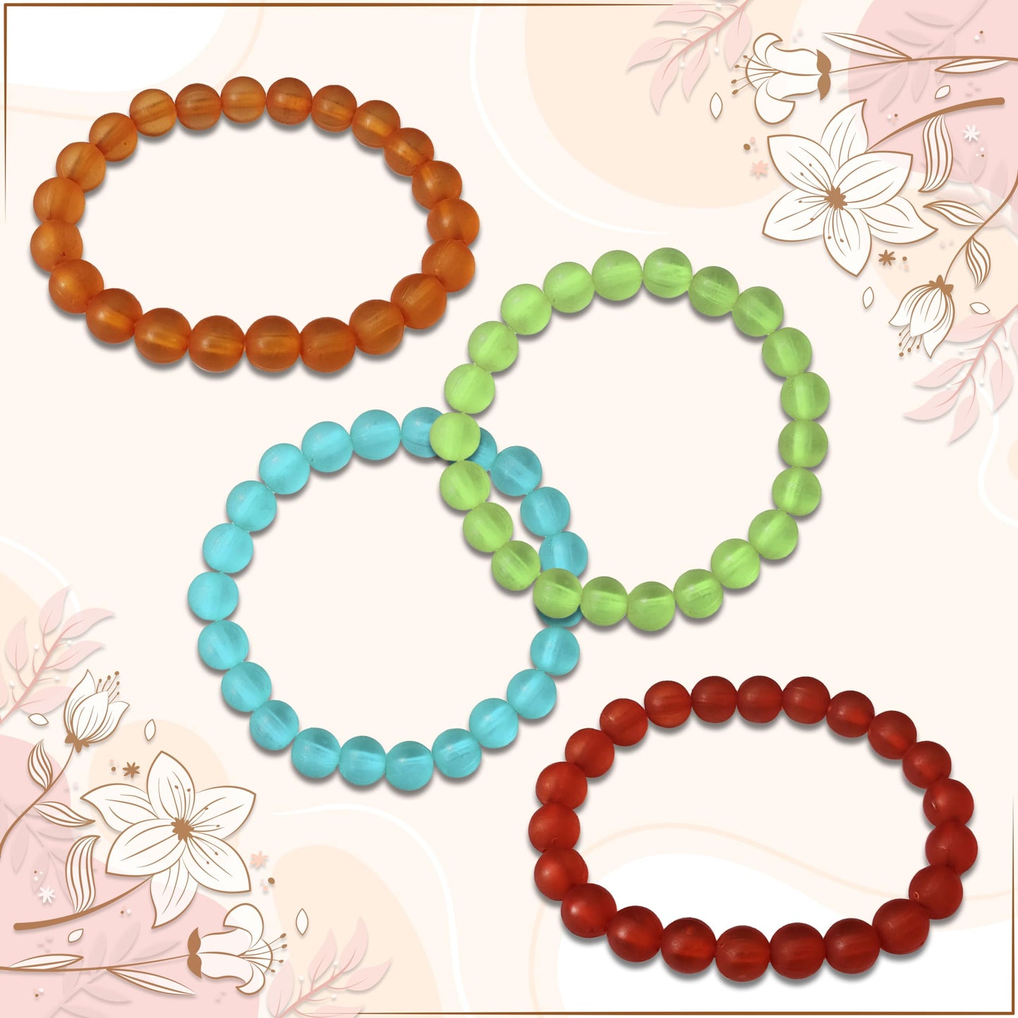 Ice Frost Matte Beads Bracelets Combo Set - 12 Multicolour