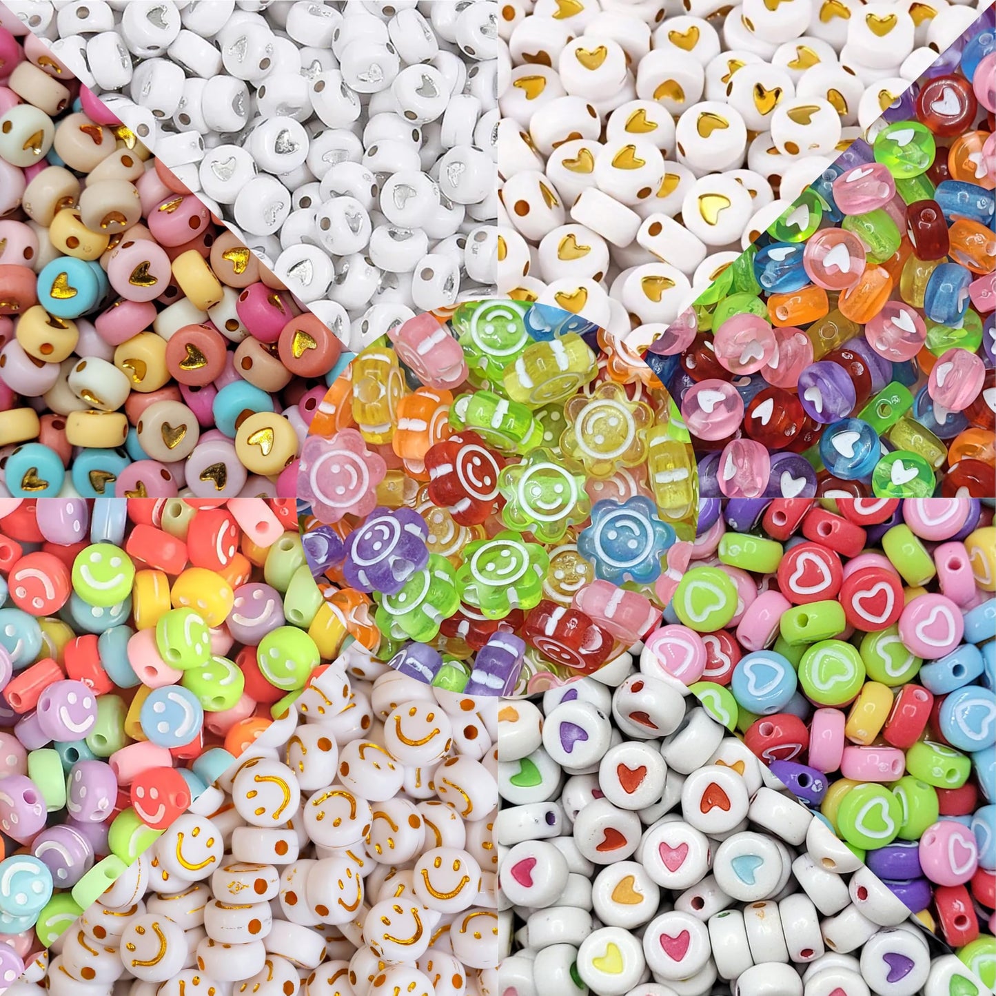 Heart & Smile Emoticon Beads Set for Bracelet Making