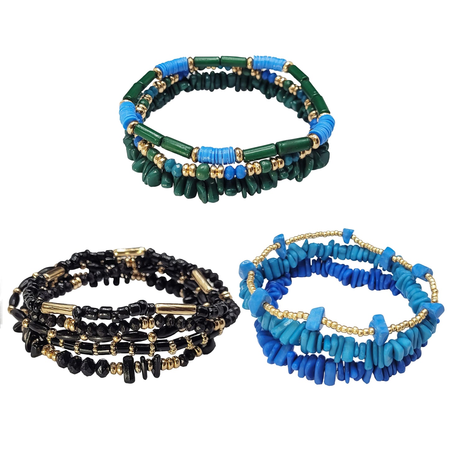 Bohemian Bracelets - Set of 11 Plastic Beaded Bracelets