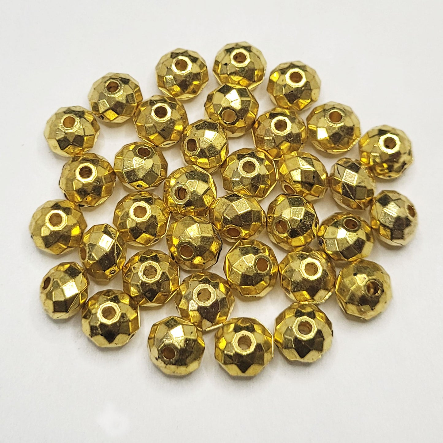 Golden Plastic Beads and Caps | 12g