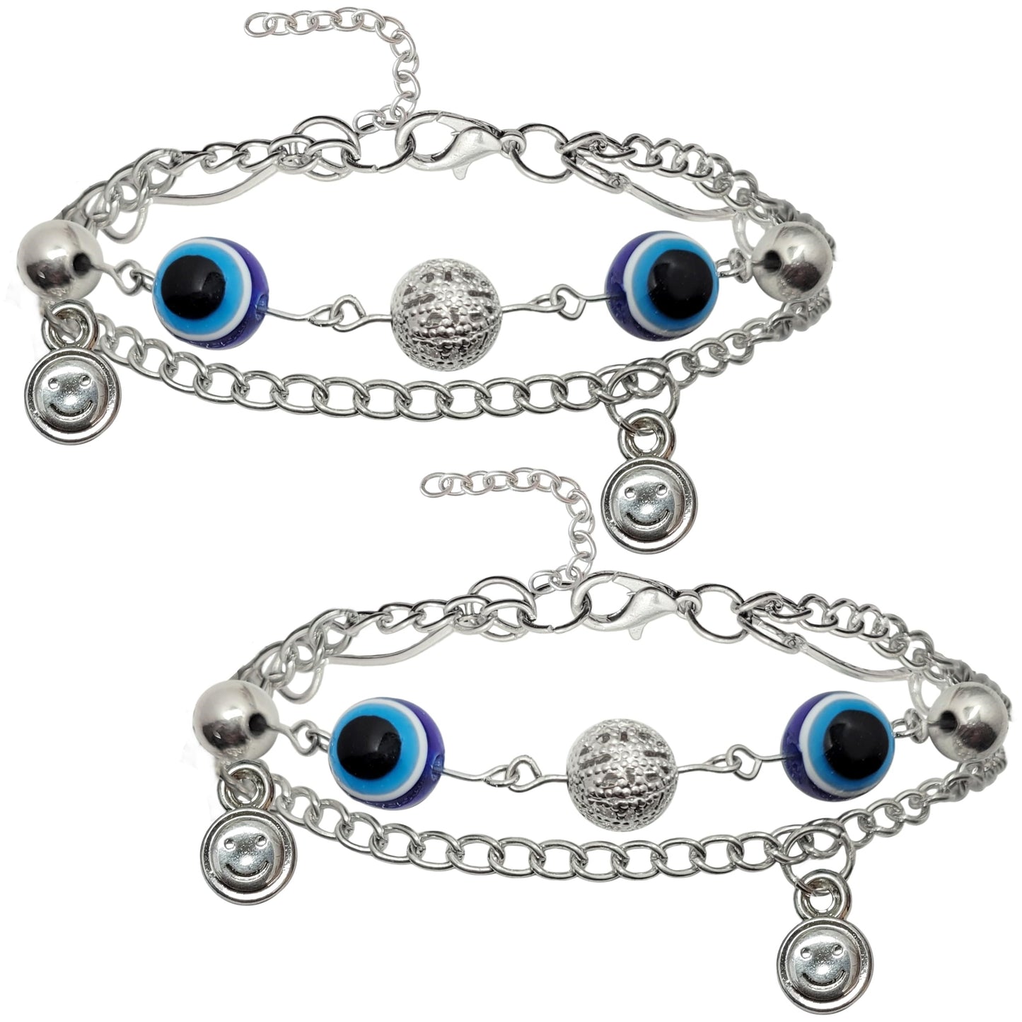 Evil Eye Anklet Bracelet – Adjustable Gold Nazar Battu Anklet (Set of 2)