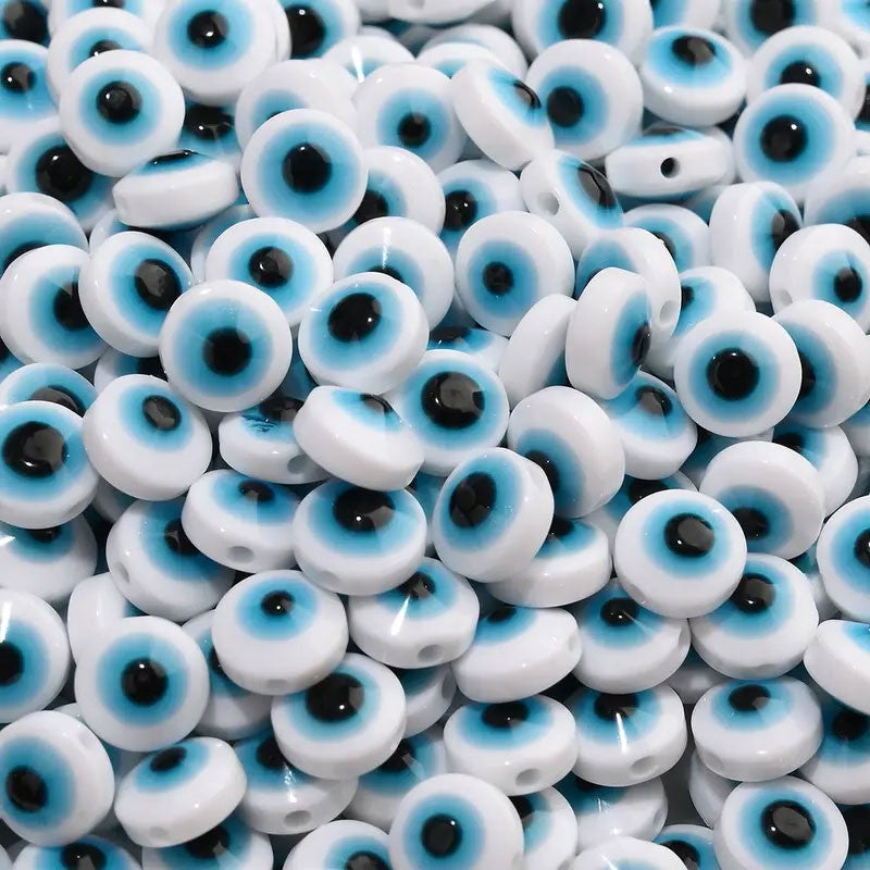 Multicoloured Evil Eye Beads (100 Beads, 6mm & 8mm)