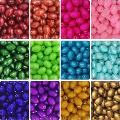 Multicolor Glass Oval Beads 8x10mm - Set of 336 Pieces