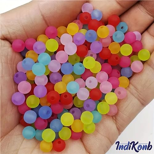 Ice Frost Matte Multicolour Beads - 8mm Acrylic Craft Supplies