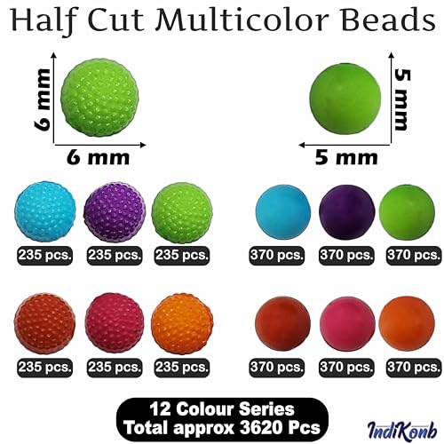 Multicolour Opaque Half Cut Flat Back Beads | 5mm & 6mm