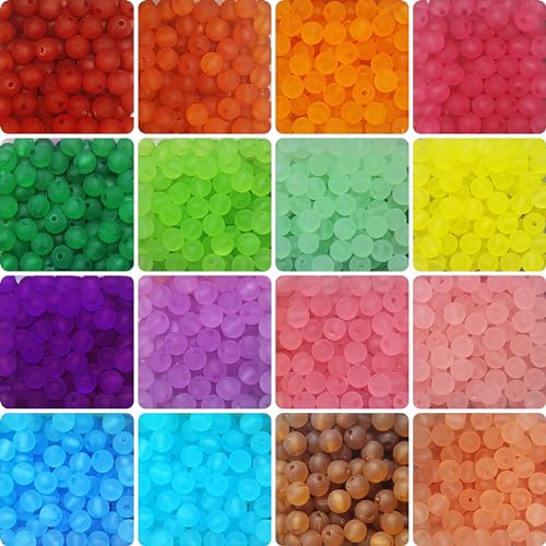 Ice Frost Matte Multicolour Beads - 8mm Acrylic Craft Supplies