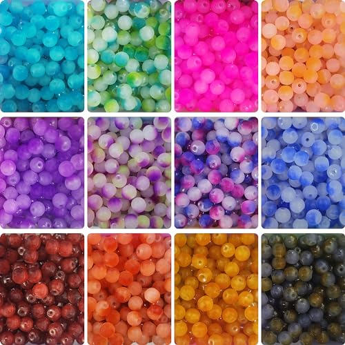 Multicolor Dual Tone Glass Jelly Beads 8mm - 420 Beads